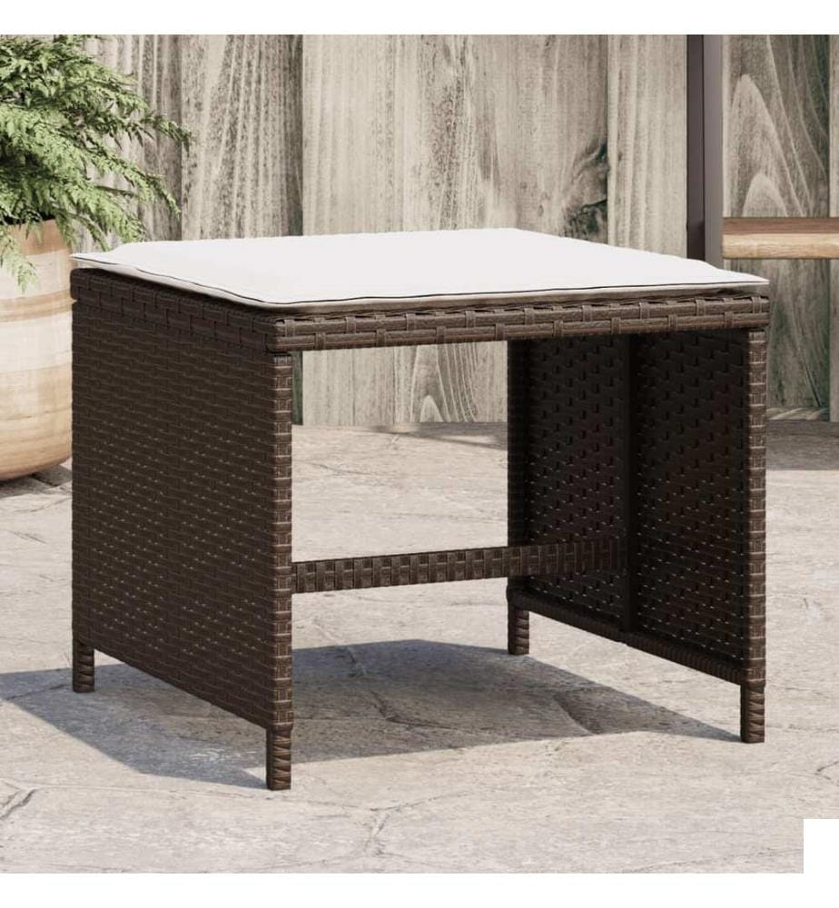 Tabourets de jardin avec coussins 4pcs marron 40x40x35 cm rotin