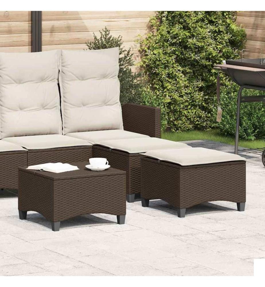 Tabourets jardin coussins 2pcs marron 55x55x36cm résine tressée