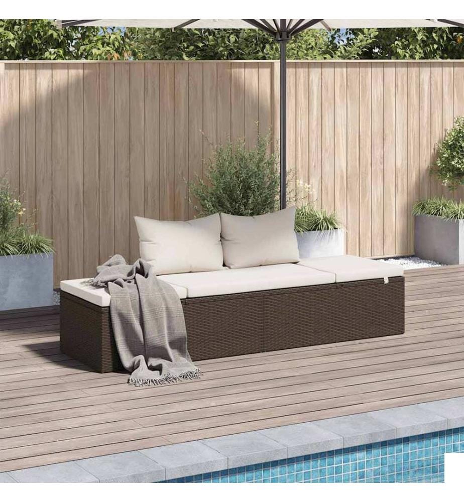 Lit de jardin Marron 195x60 cm Résine tressée