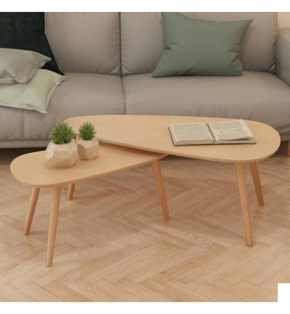 Ensemble de tables basses 2 pcs Bois de pin massif Marron