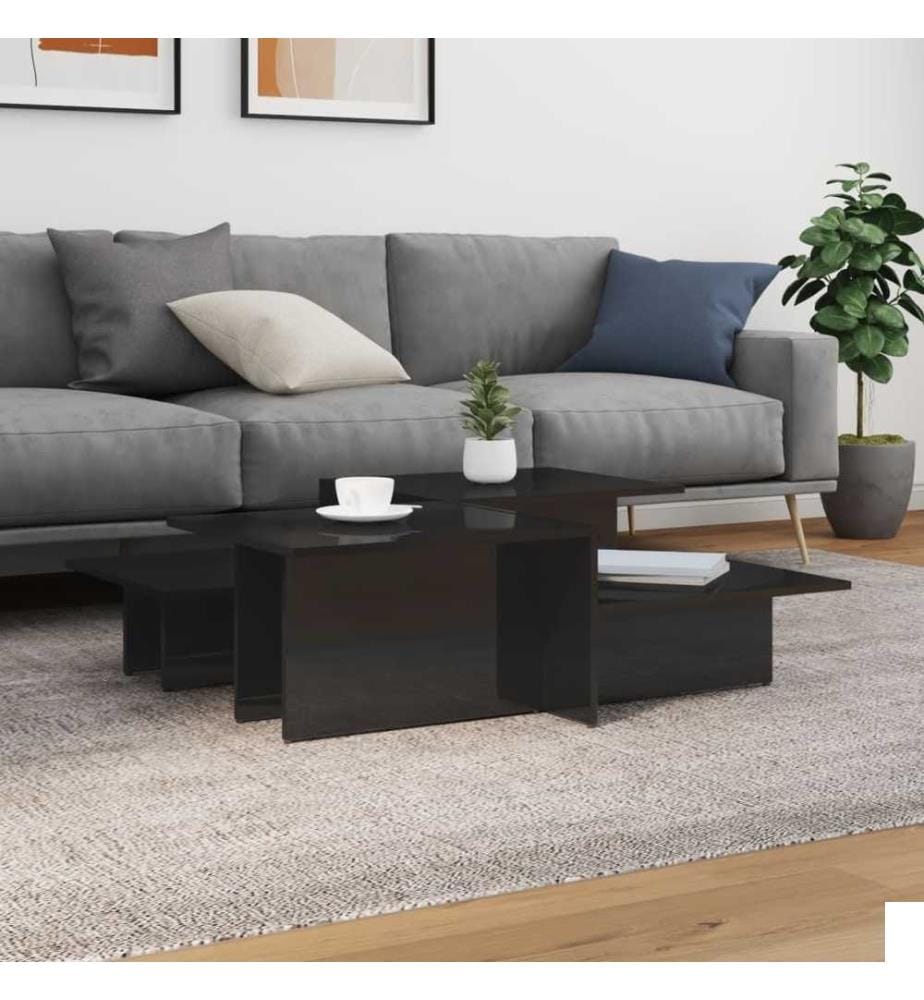 Tables basses 2 pcs noir brillant bois d'ingénierie