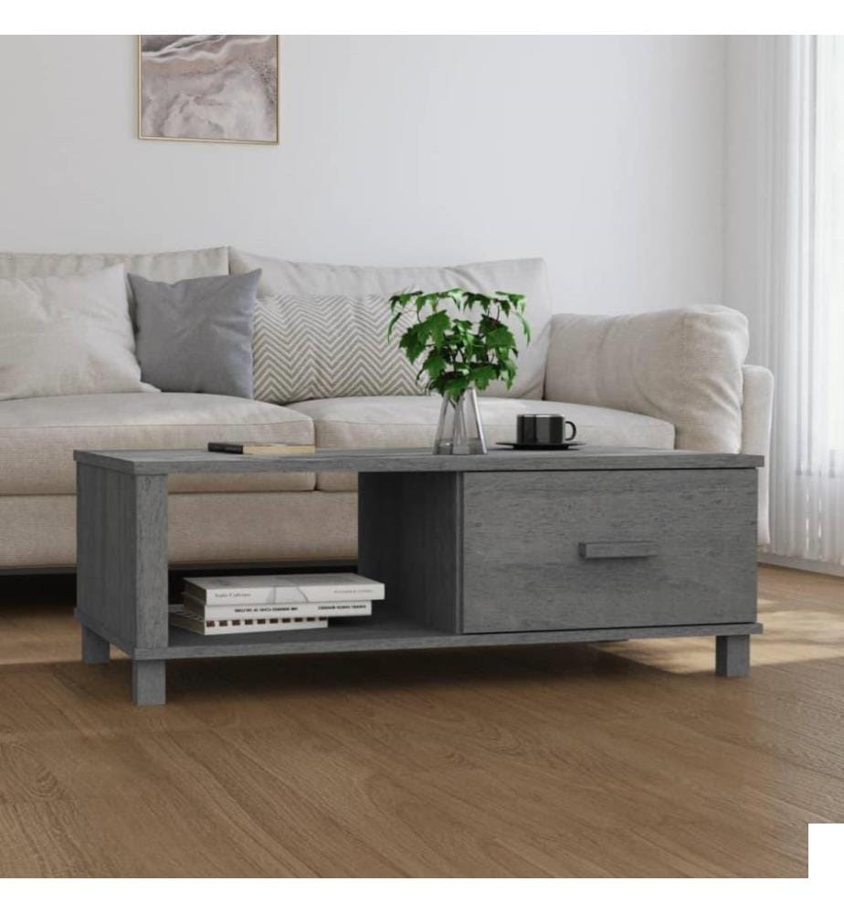 Table basse HAMAR Gris foncé 100x55x35 cm Bois massif de pin