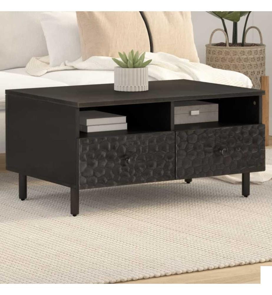Table basse noir 80x54x40 cm bois massif de manguier