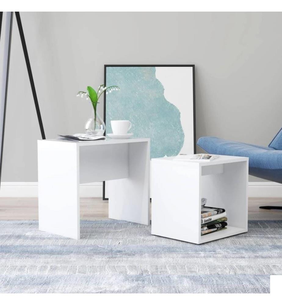Ensemble de tables basses Blanc 48x30x45 cm Aggloméré