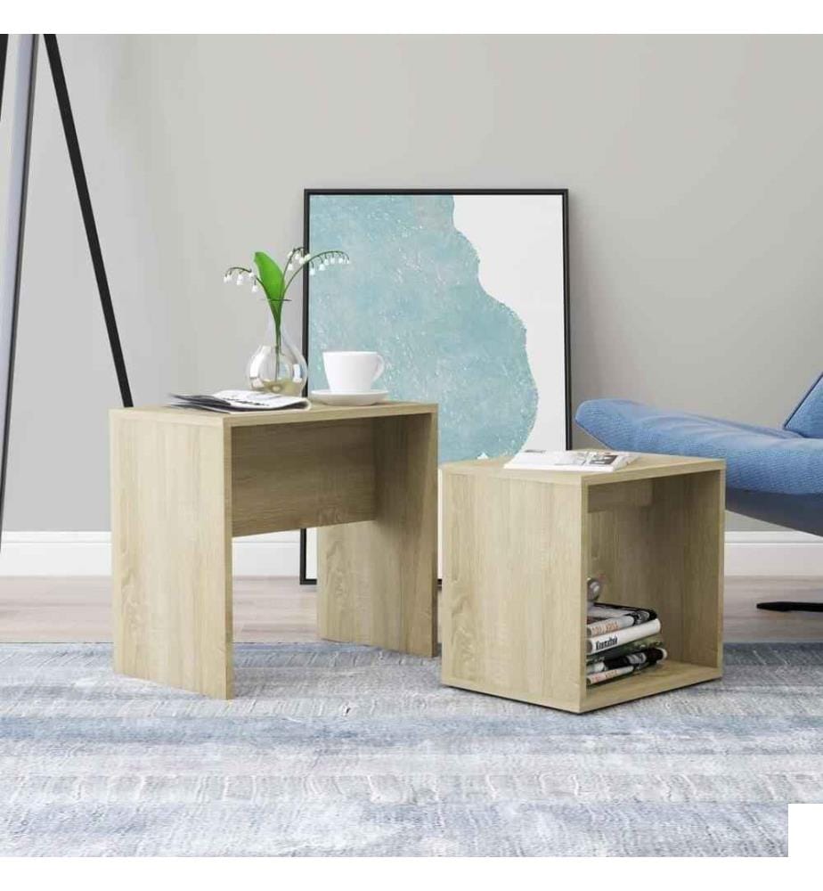 Ensemble de tables basses Chêne sonoma 48x30x45 cm Aggloméré
