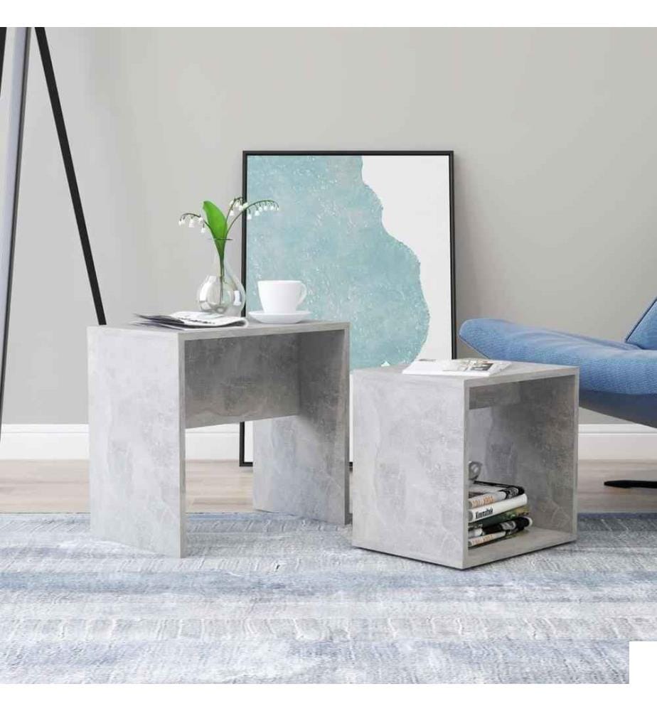 Ensemble de tables basses Gris béton 48x30x45 cm Aggloméré