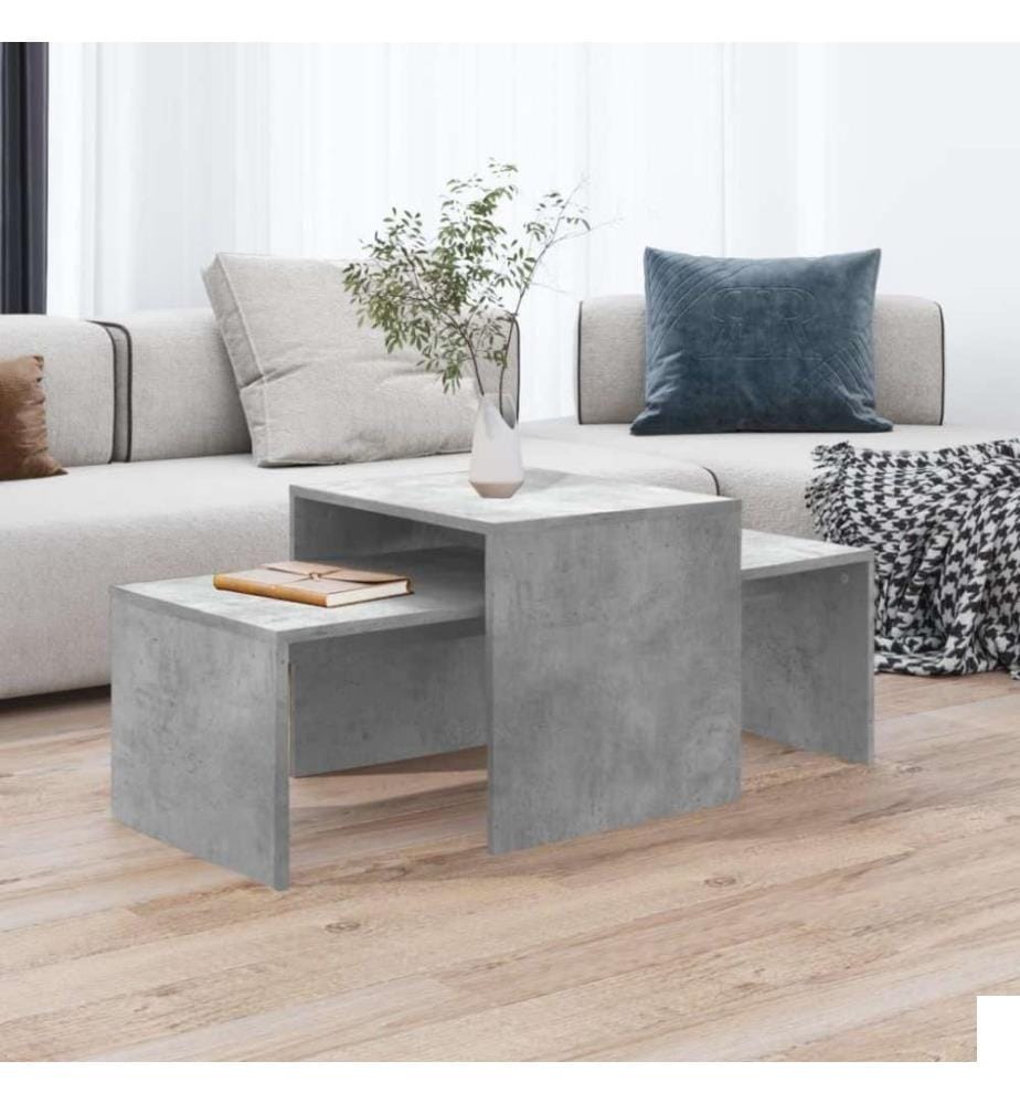 Ensemble de tables basses Gris béton 100x48x40 cm Aggloméré