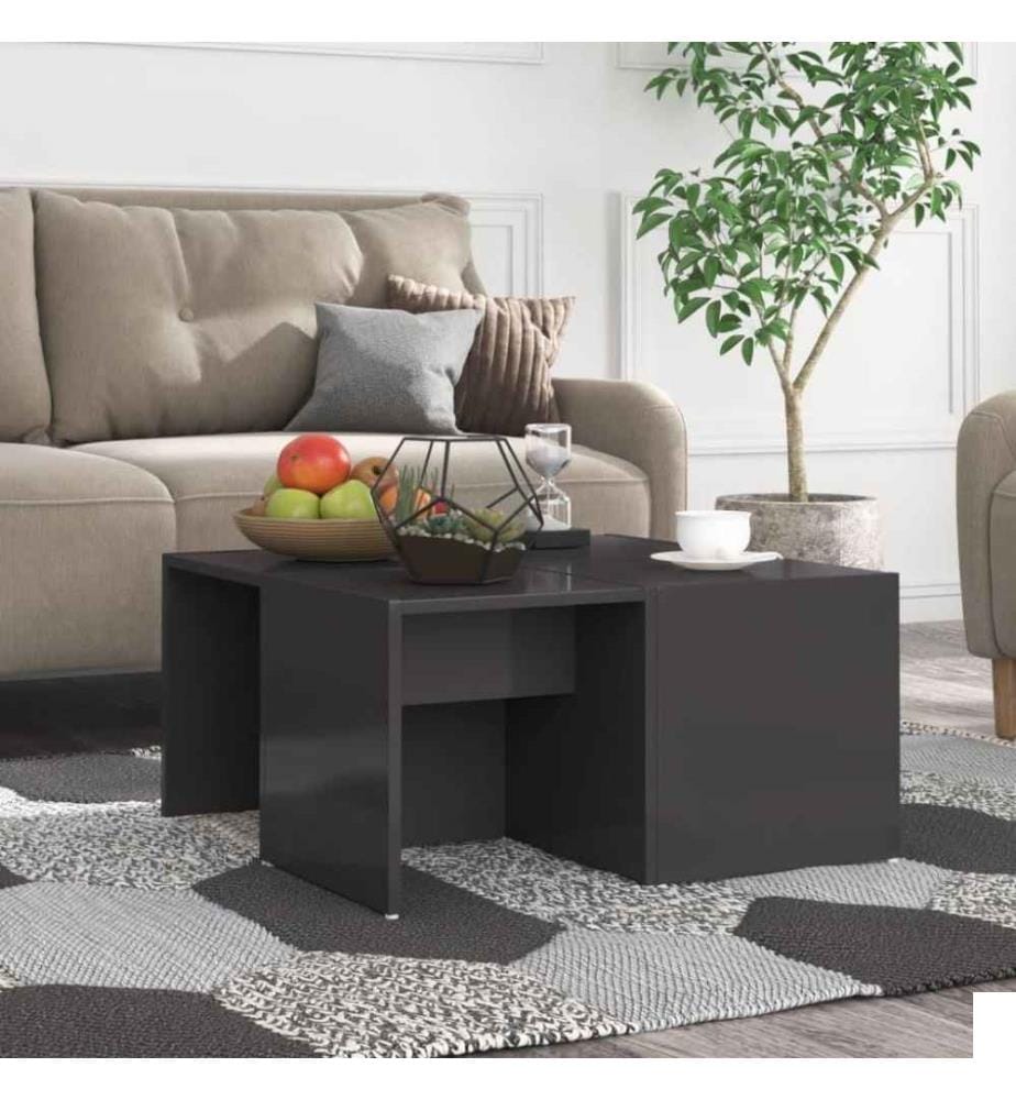 Tables basses 4 pcs Gris brillant 33x33x33 cm Aggloméré