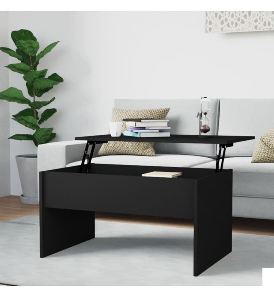 Table basse Noir 80x50,5x41,5 cm Bois d'ingénierie