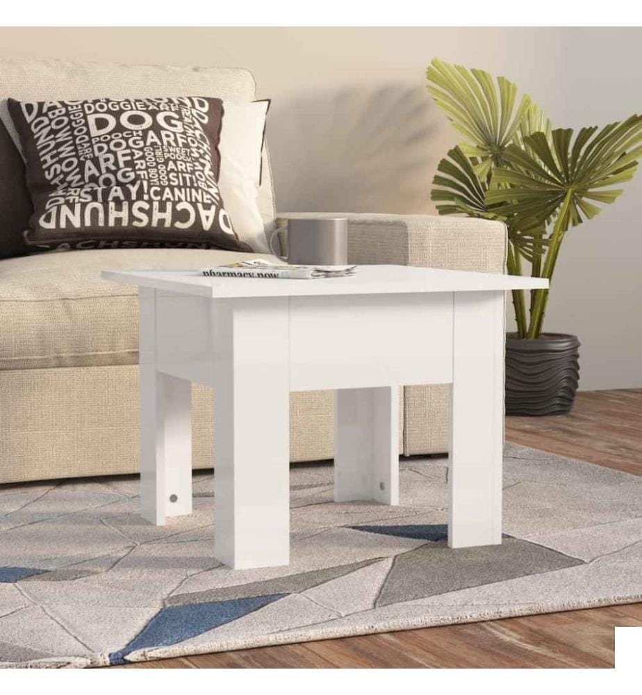 Table basse Blanc brillant 55x55x42 cm Aggloméré