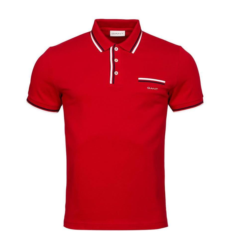 Polo en piqué à 2 couleurs - rouge rubis