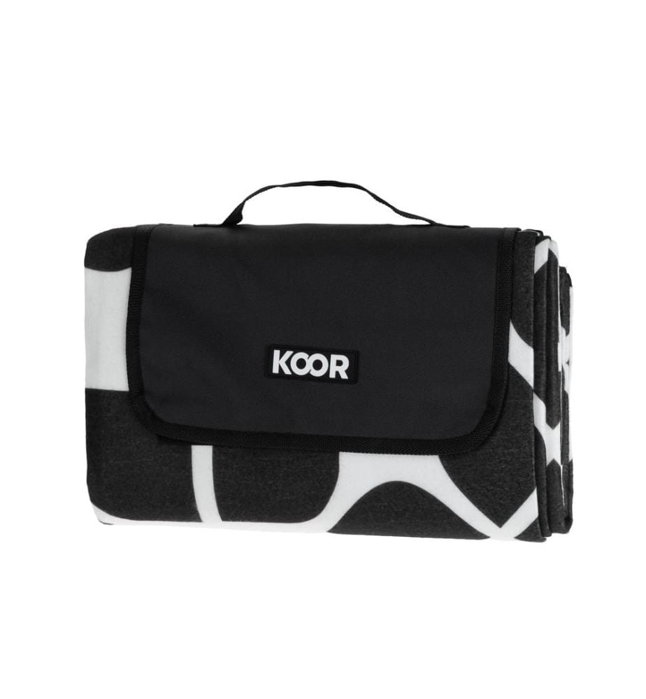 KOOR - Couverture de pique-nique Ornemental, noir/blanc 135 x 160 cm