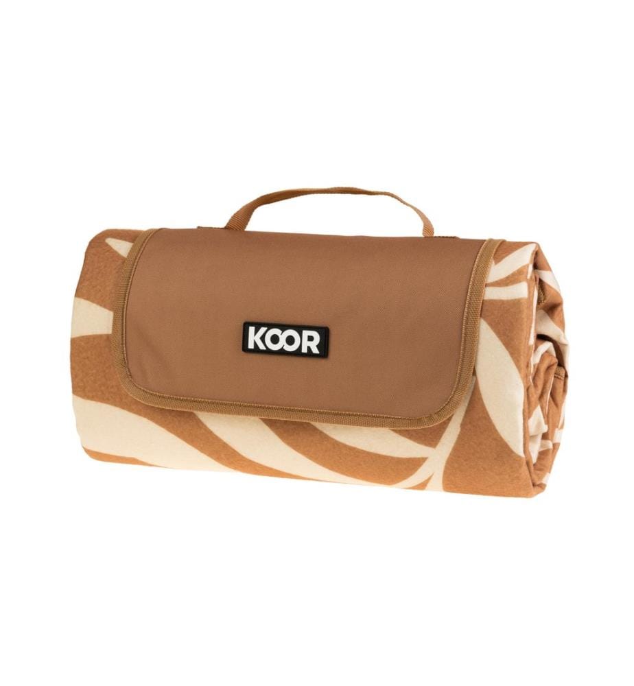 KOOR - Couverture de pique-nique Leaves, marron 135 x 160 cm