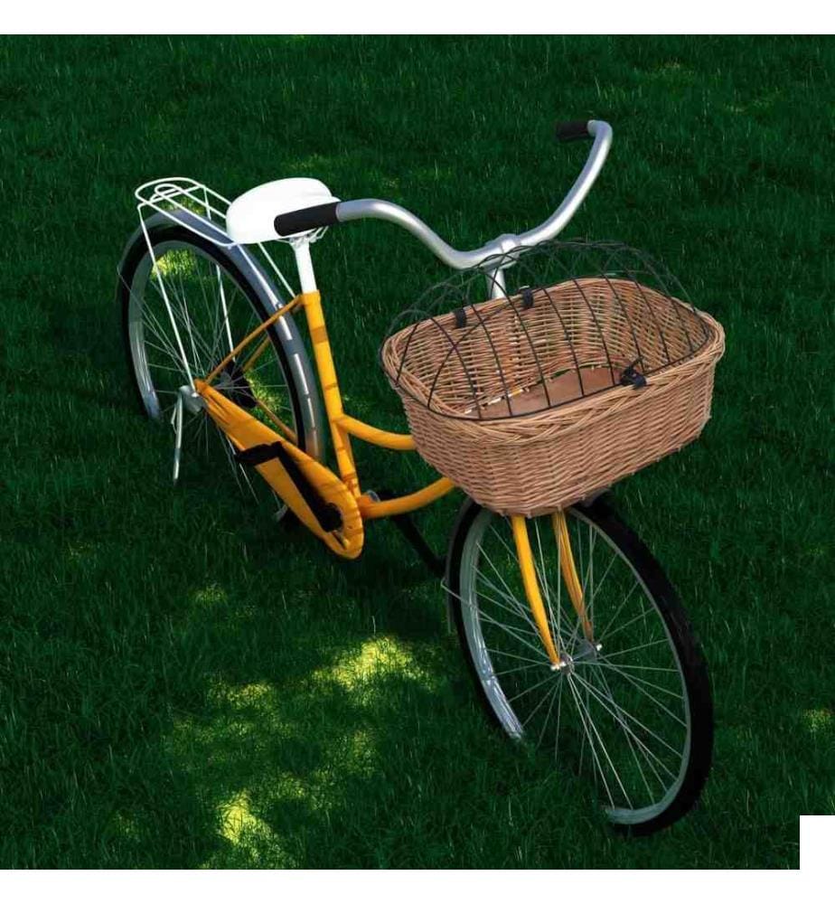 Panier avant de vélo avec couvercle 50x45x35 cm Saule naturel