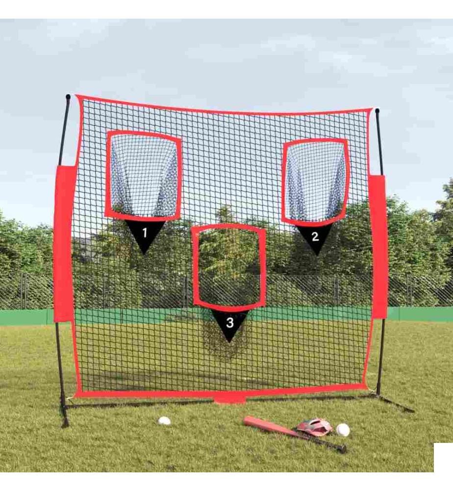 Filet de baseball portable Noir/rouge 183x105x183 cm Polyester