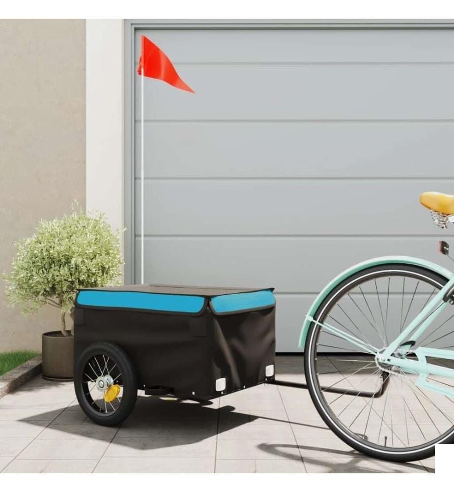 Remorque de vélo noir et bleu 30 kg fer