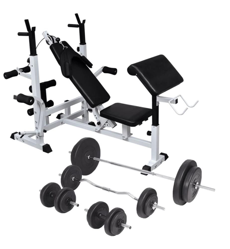 Banc d'entraînement avec support de poids jeu d'haltères 90 kg