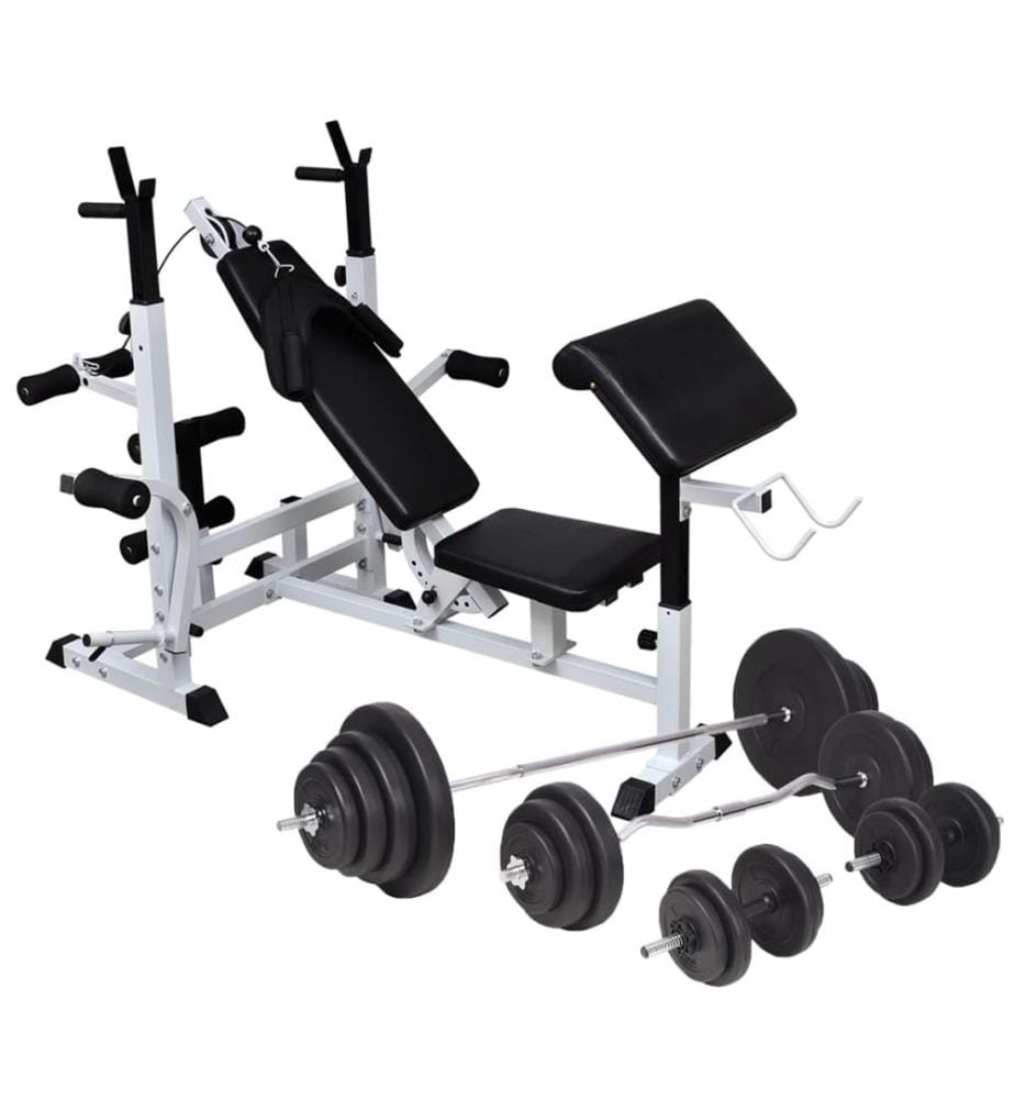 Banc d'entraînement avec support de poids jeu d'haltères 120 kg