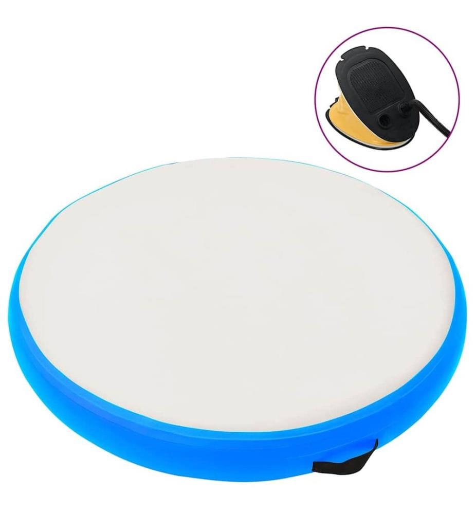 Tapis gonflable de gymnastique avec pompe 100x100x10cm PVC Bleu