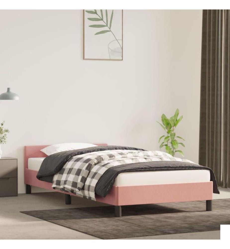 Cadre de lit avec tête de lit Rose 90x190 cm Velours