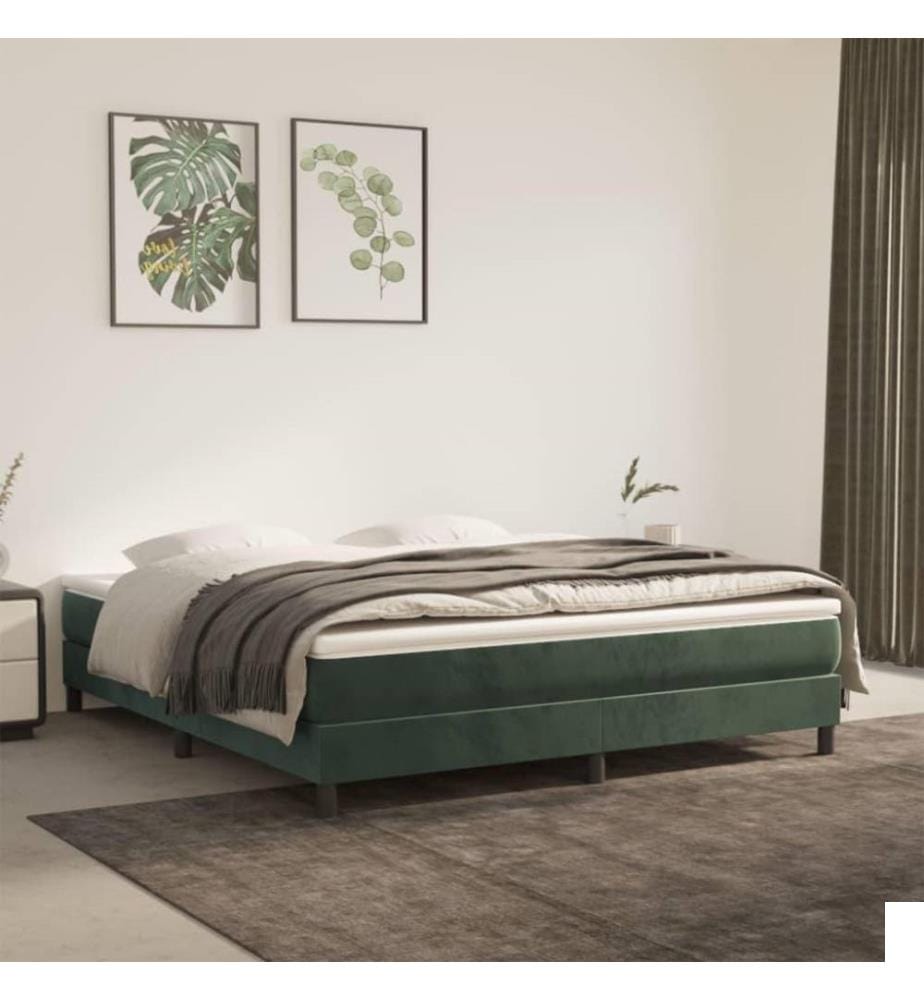 Sommier à ressorts de lit Vert foncé 180x200 cm Velours