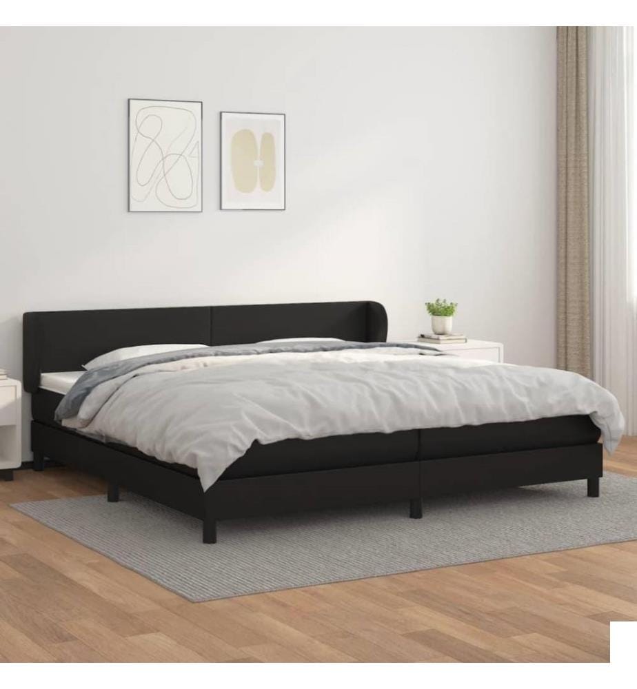 Lit à sommier tapissier avec matelas Noir 200x200 cm Similicuir