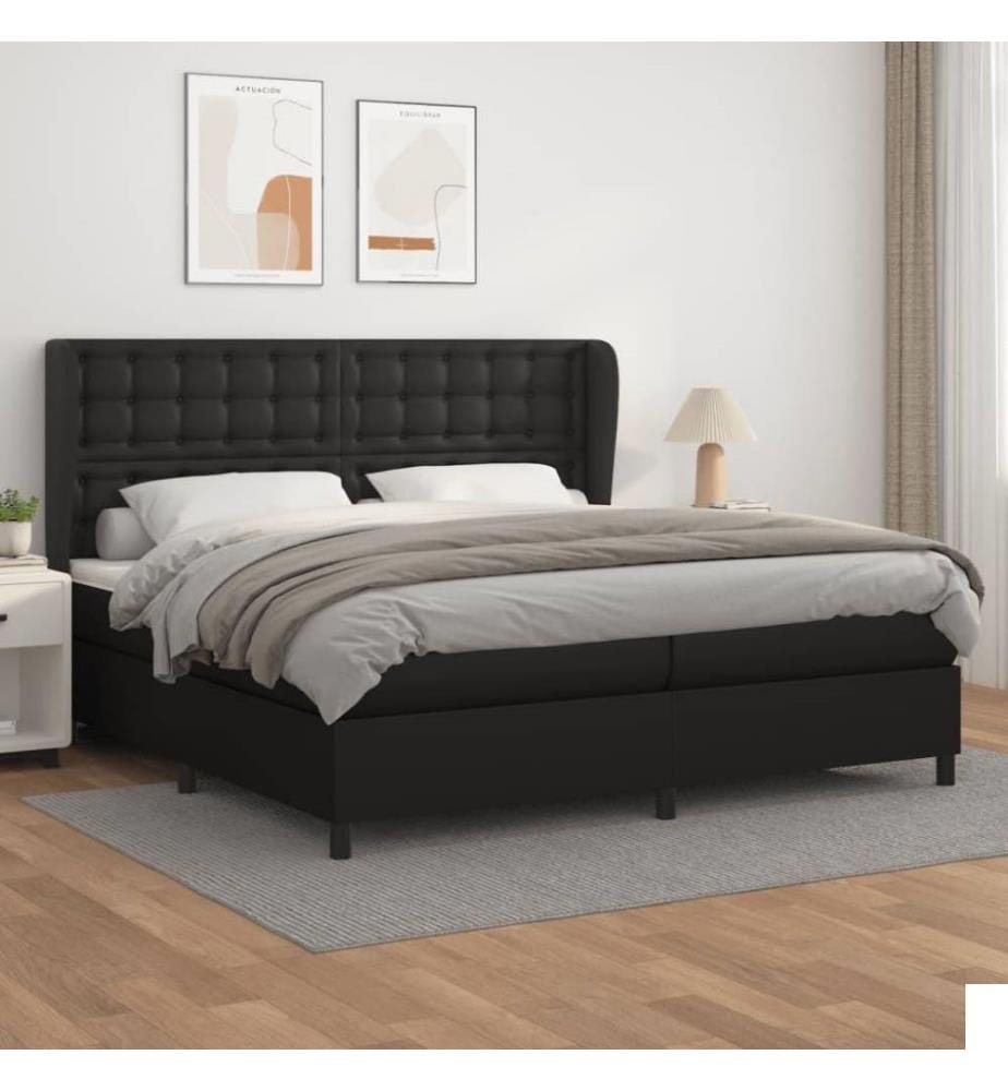 Lit à sommier tapissier avec matelas Noir 200x200 cm Similicuir