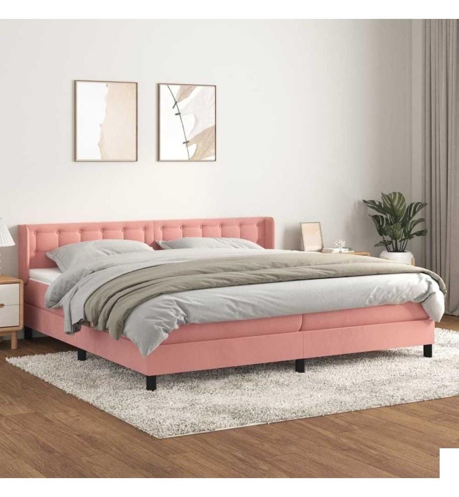 Lit à sommier tapissier avec matelas Rose 200x200 cm Velours