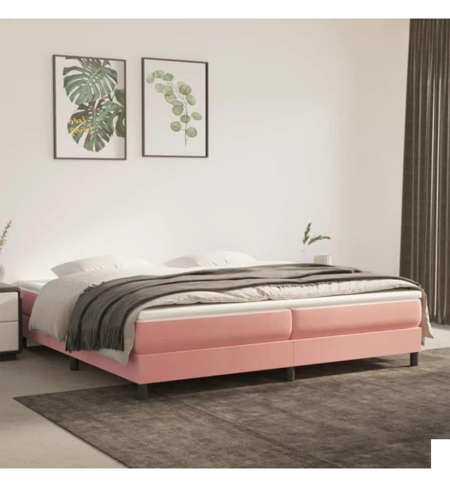 Lit à sommier tapissier avec matelas Rose 200x200 cm Velours