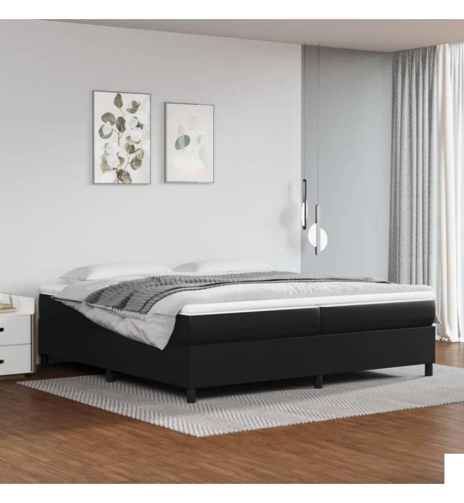 Lit à sommier tapissier avec matelas Noir 200x200 cm Similicuir