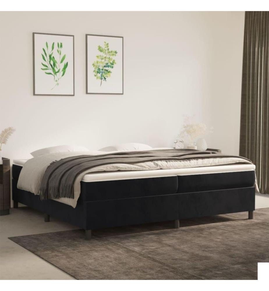 Lit à sommier tapissier et matelas Noir 200x200 cm Velours
