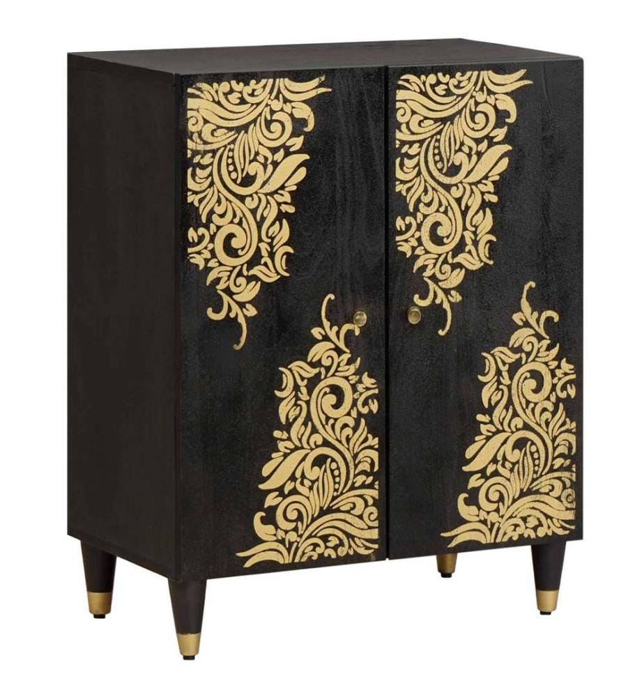 Buffet Noir 60 x 33 x 75 cm Bois de mangue massif