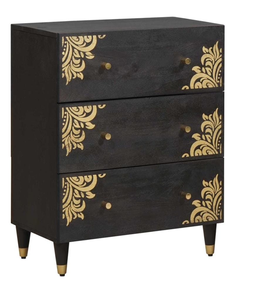 Buffet Noir 60 x 33 x 75 cm Bois de mangue massif