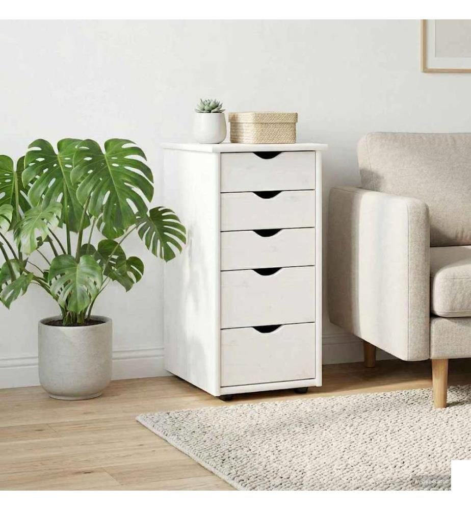 Armoire Blanc 34 x 39 x 61,5 cm Bois de Pin Massif