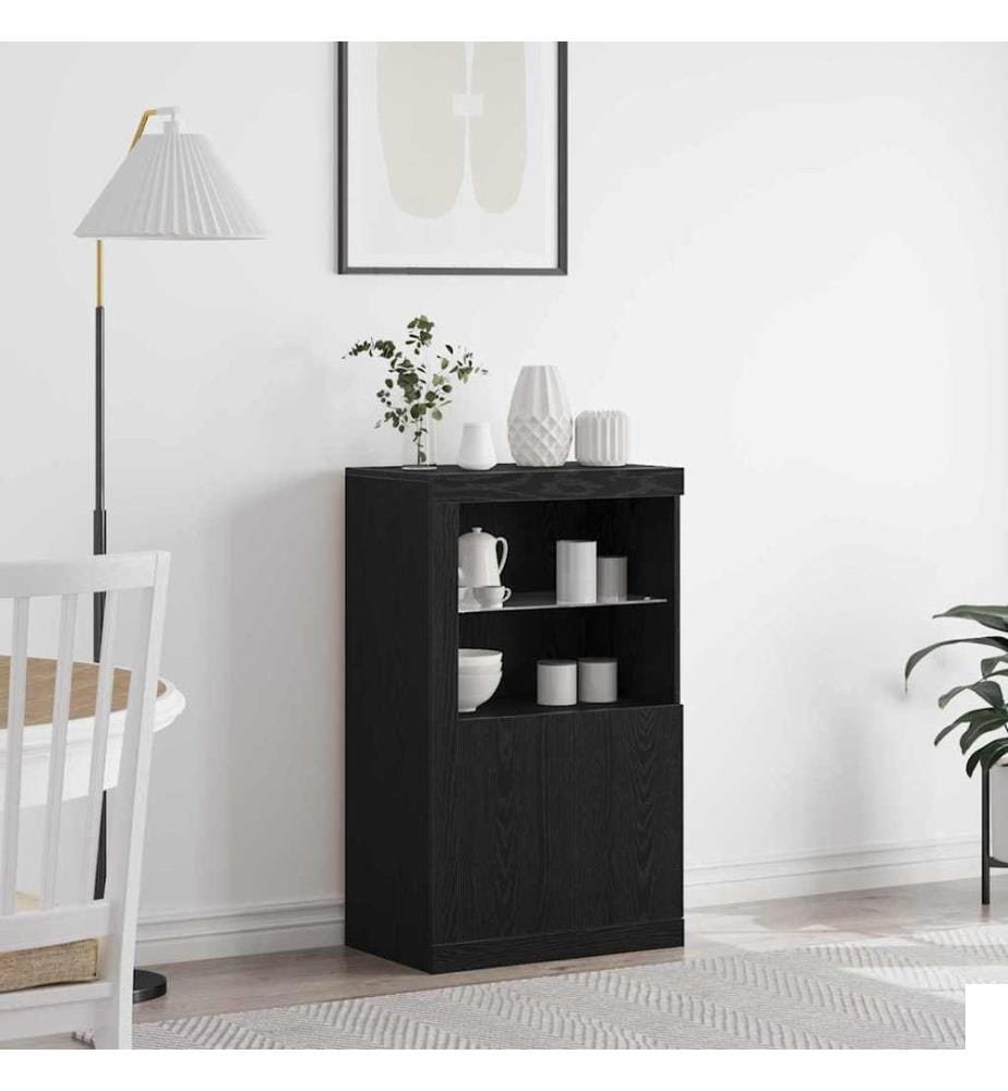 Buffet LED Chêne noir 60,5 x 37 x 100 cm Bois d'ingénierie