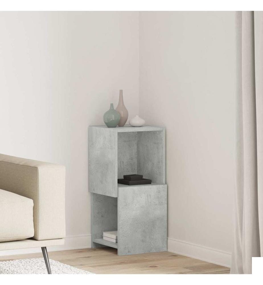 Meuble d'angle Gris béton 30,5x30x65cm Bois d'ingénierie