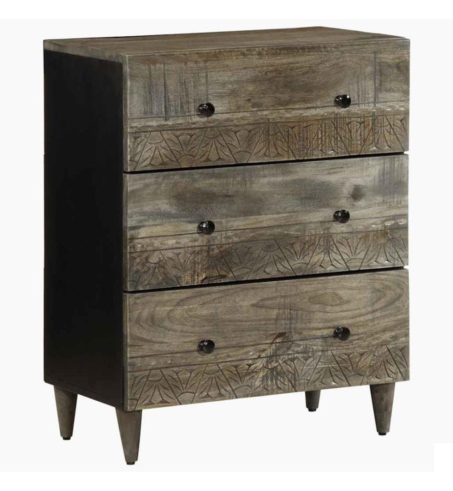 Buffet gris clair 60x33,5x75 cm bois de manguier massif
