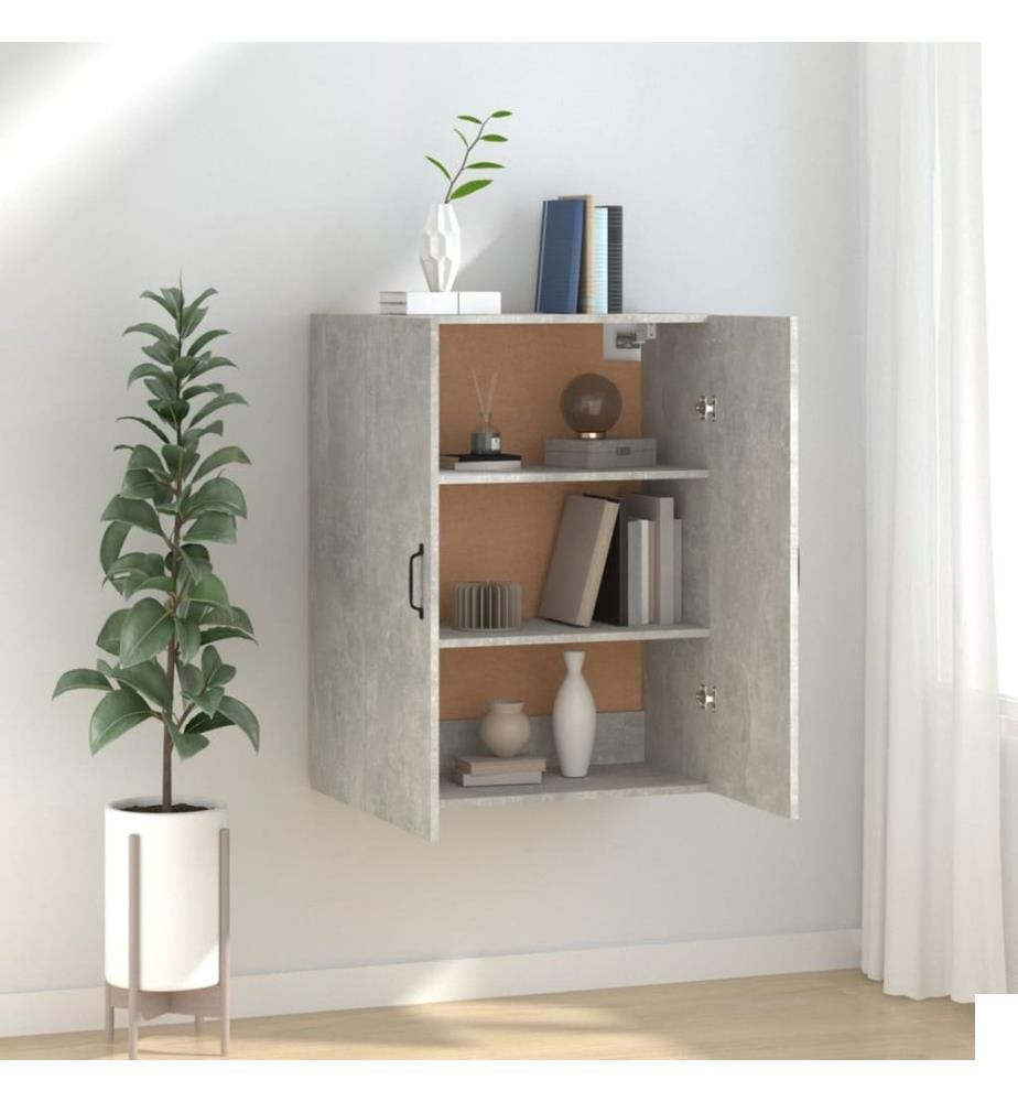 Armoire suspendue Gris béton 69,5x34x90 cm Bois d'ingénierie