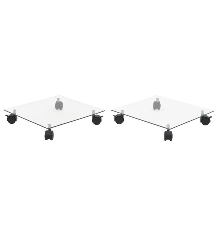 Support carré pour plantes 2 pcs Verre trempé 35 x 35 cm