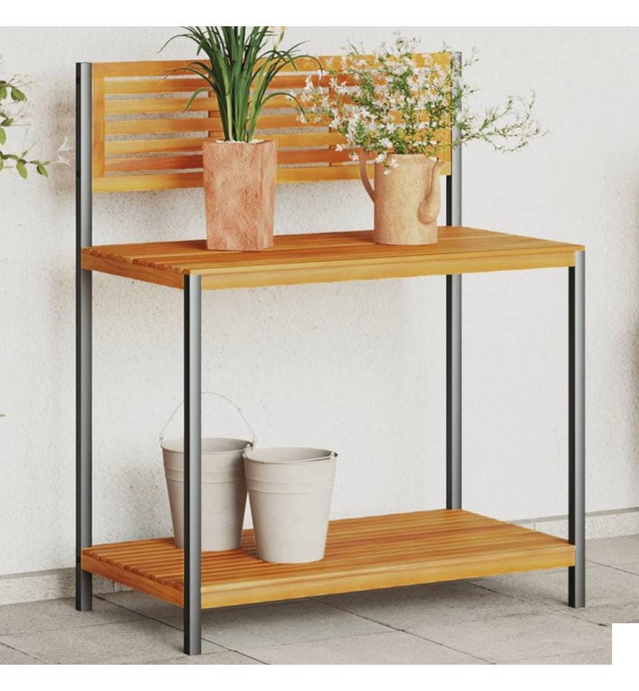 Table de travail de jardin bois d'acacia solide et acier