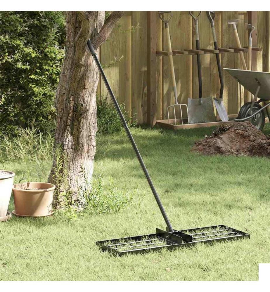 Râteau de jardin Noir 75 x 25 x 200 cm Acier enduit de poudre