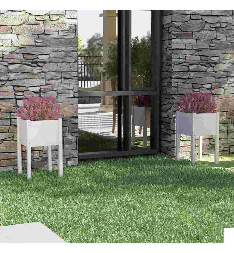 Jardinières d'extérieur 2 pcs Blanc 40x40x70 cm Bois de pin