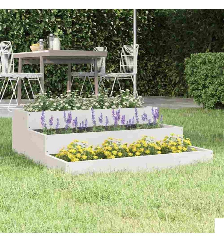 Jardinière Blanc 78x78x27 cm Bois massif de pin