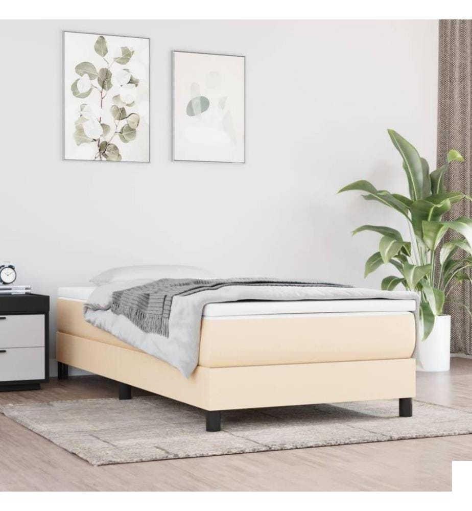 Sommier à ressorts de lit Crème 90x200 cm Tissu
