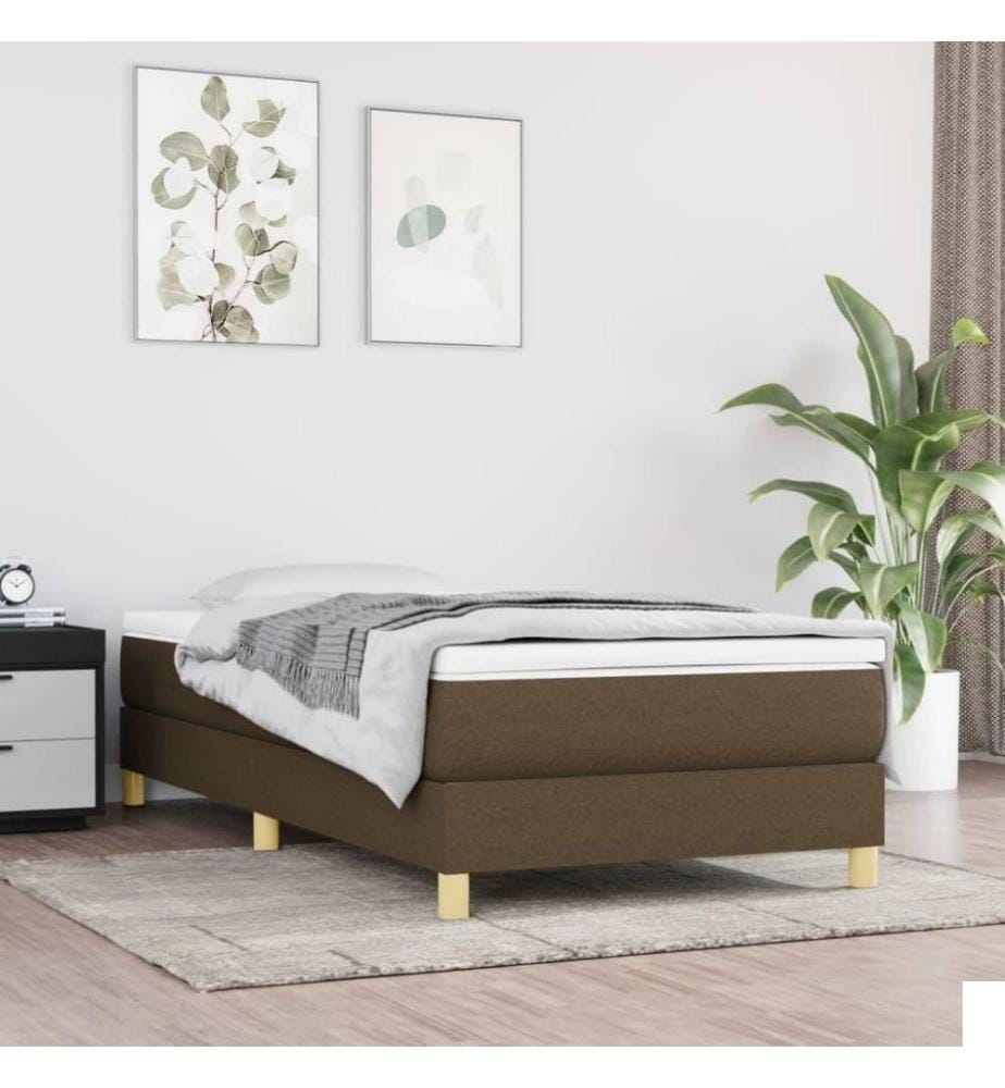 Sommier à ressorts de lit Marron foncé 90x200 cm Tissu