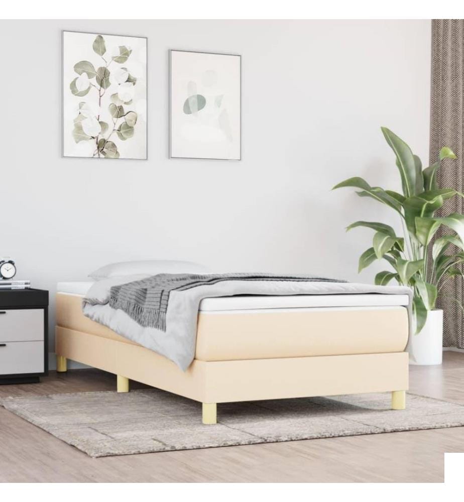 Sommier à ressorts de lit Crème 90x200 cm Tissu