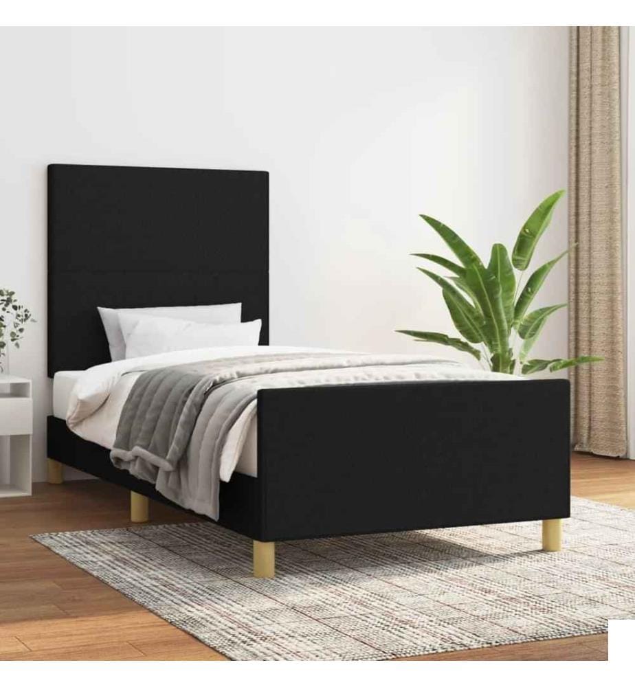 Cadre de lit avec tête de lit Noir 90x200 cm Tissu