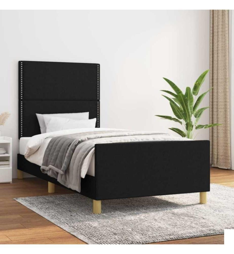 Cadre de lit avec tête de lit Noir 90x200 cm Tissu