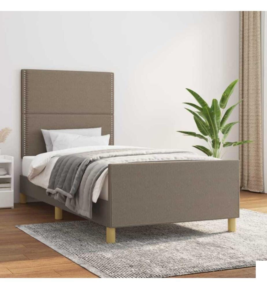 Cadre de lit avec tête de lit Taupe 90x200 cm Tissu