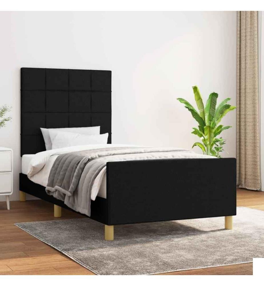 Cadre de lit avec tête de lit Noir 90x200 cm Tissu